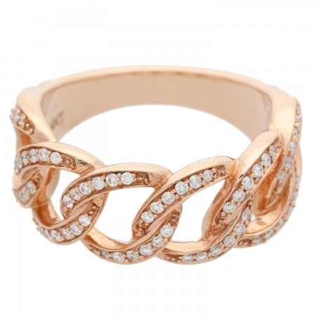 Anillo Fancy en Oro Rosa de diseño de eslabones en 14K 0.31 ct