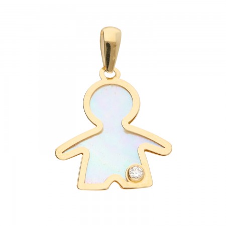 Boy Pendant in 14K 0.03 ct