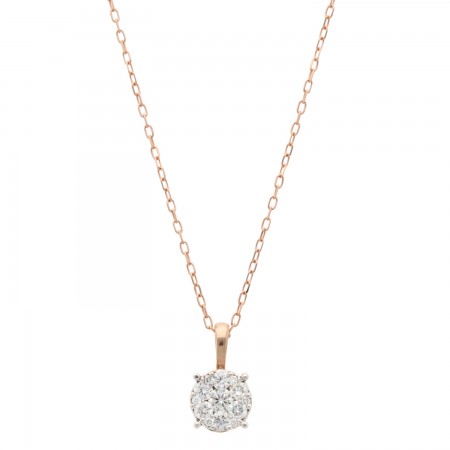 Gargantilla en oro rosa con dije de diamantes 0.36 ct