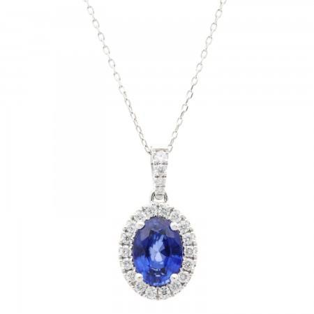 Elegant necklace with sapphire pendant in 14K