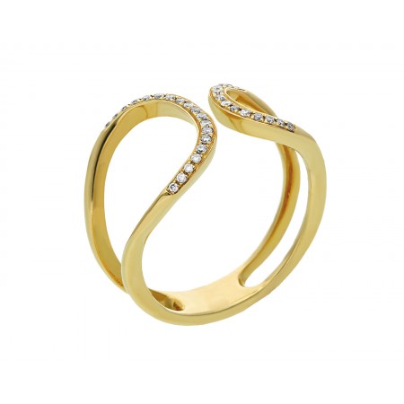 Anillo de diamantes semi abierto en oro amarillo de 0.13 ct