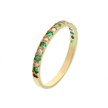 Band ring with emeralds in 14K