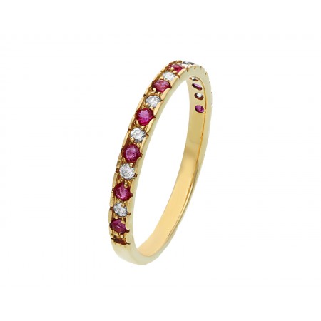 Band ring in 14K with rubies and diamonds 1.08 gr