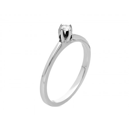 Anillo solitario en oro blanco con 0.05 ct