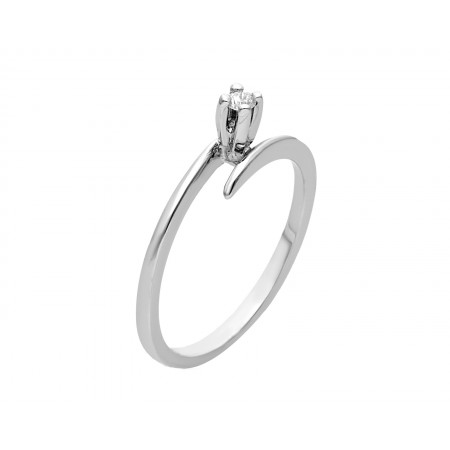 Anillo solitario en Oro blanco con 0.04 ct