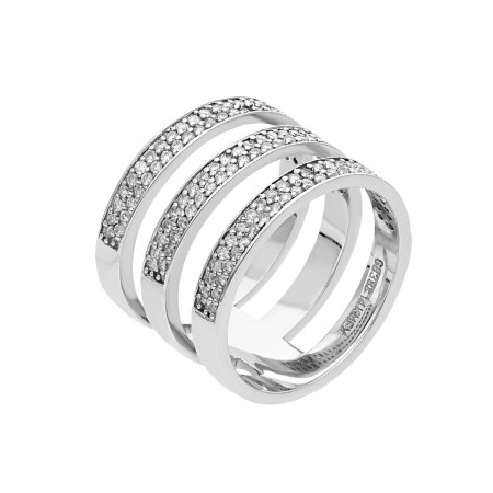 Anillo diseño triple de diamantes 0.56 ct de 14K