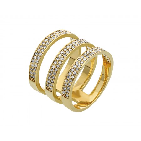 Anillo de diseño triple con diamantes en Oro amarillo 0.56 ct