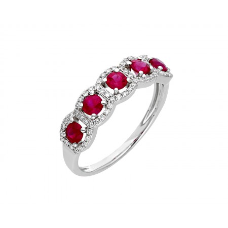 Band ring in 14k with beautiful pink sapphire stones