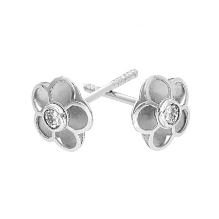 Flower diamond Stud Earrings in 14K