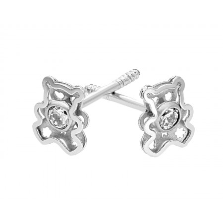 Diamond bear-shaped stud earrings set in 14K