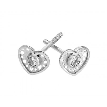 Heart- shaped baby Stud earrings set in 14K