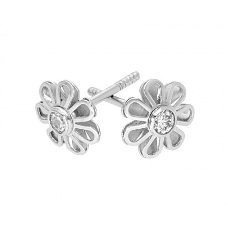 Flower diamond Stud earrings in 14K