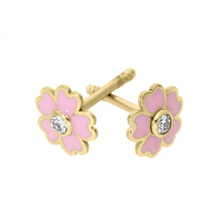 Broqueles en oro amarillo para niñas de 14K