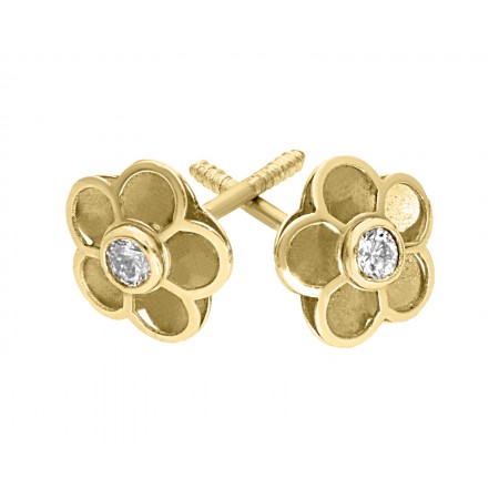 Flower diamond stud earrings in 14K