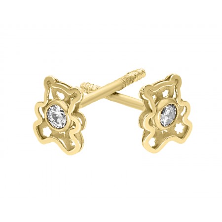 New teddy bear stud earrings for children in 14K