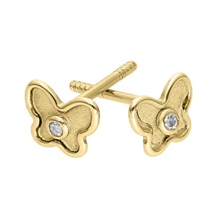 Butterfly diamond Stud earrings in 14K