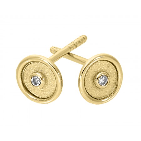 Broquel en Oro Amarillo de 14K con diamantes de 0.02 ct