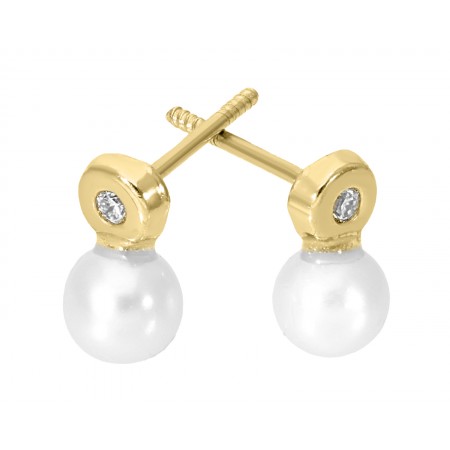 Broquel en Oro Amarillo con perlas naturales de 3.8 mm en 14K