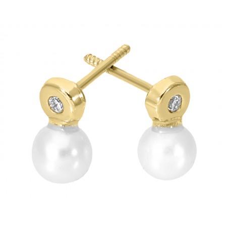 Pearl Stud Earrings in 14K