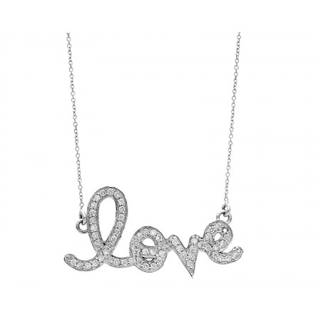 Gargantilla LOVE en oro blanco de 14K