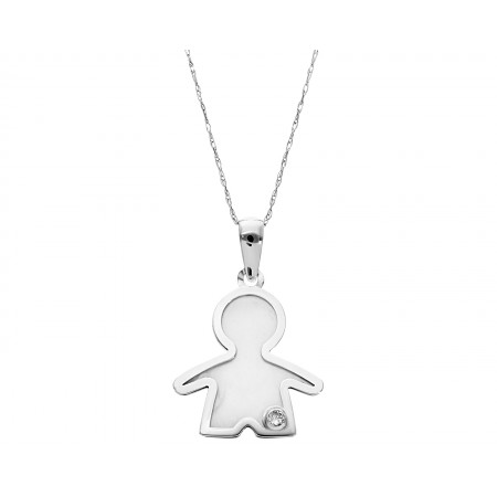 Boy's pendant with tiny diamond in 14k