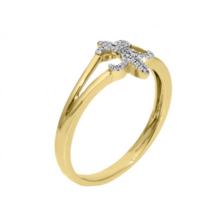 Anillo Fancy de diamantes en Oro amarillo de diseño original de 14k