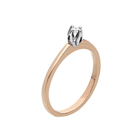 Anillo solitario con hermoso diamante de 0.05 ct en oro rosa 14K