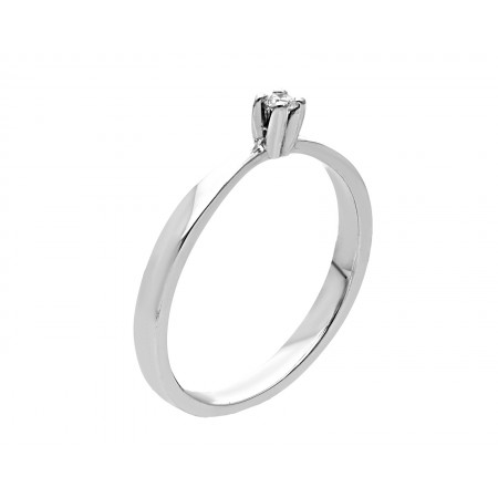 Anillo solitario de 0.04 ct en oro blanco