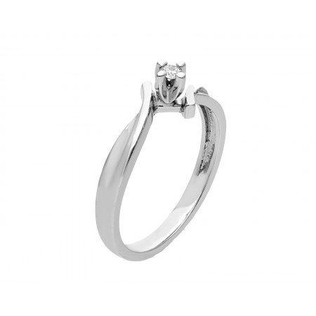 Anillo solitario en Oro blanco de 0.05 ct de 14K