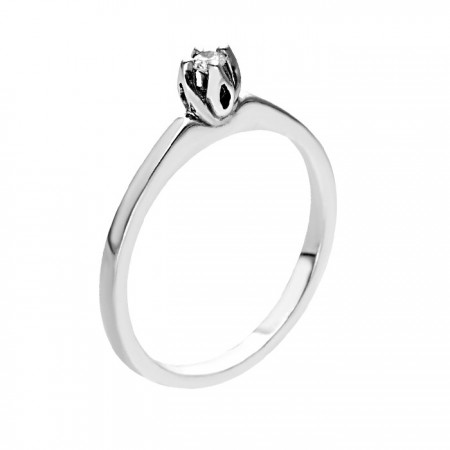 14K White gold Solitaire ring 0.05 ct