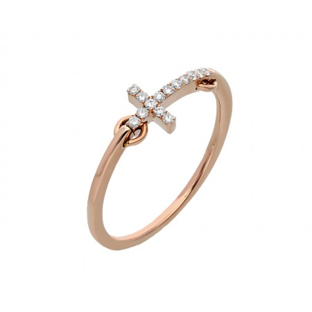 A unique design with a beautiful cross in 14K rose gold