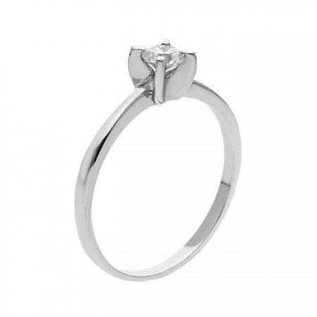 Anillo solitario en oro blanco de 14k