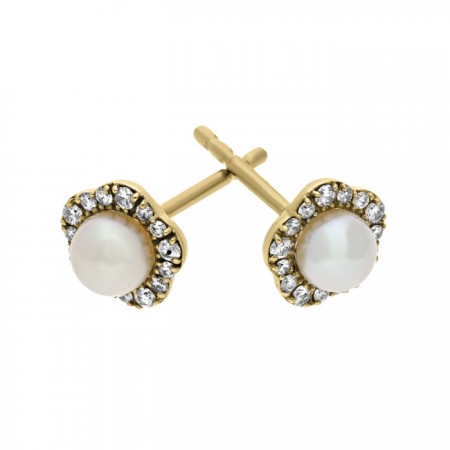 Pearl and Diamond earrings in 14K