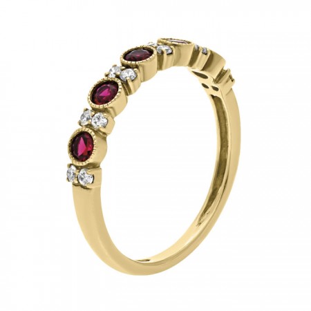 Luxury rubie stones and diamonds band ring 0.16 ct