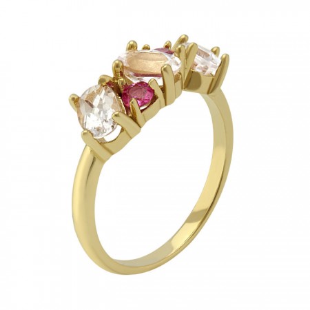 Fancy ring with natural stone 14K