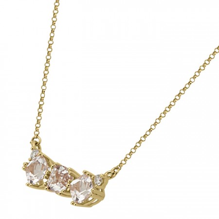 Hermoso collar con Morganitas en 14K