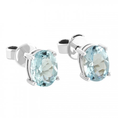 Aretes con piedras Acqua Marina en 14K