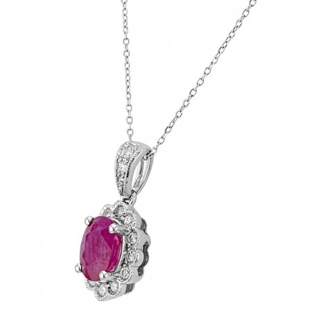 Gargantilla de rubí y diamantes en 14K