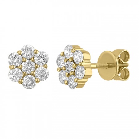 Aretes rosetta de diamantes en 14K