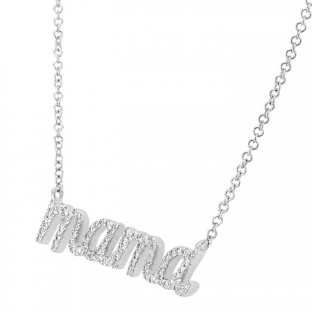 White gold "Mom" necklace in 14K