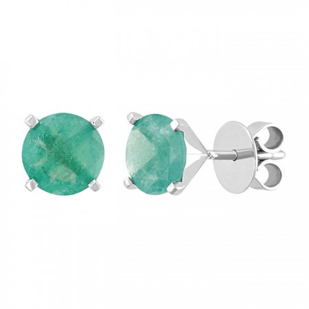Emerald natural stone earrings in 14K