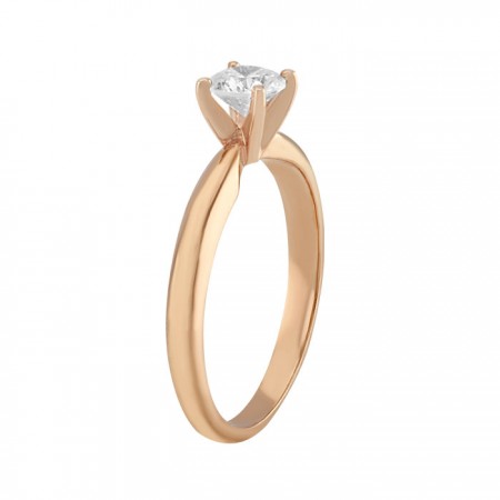 Anillo solitario en oro rosa de 14K