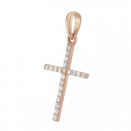 Dije de diamantes en forma cruz 14k