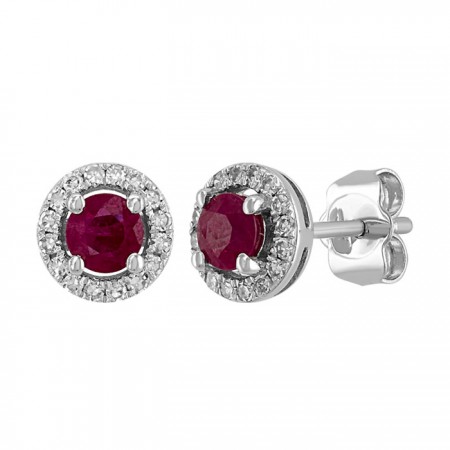 Rubie stone and diamond earrings