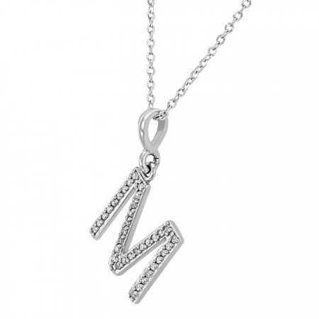 "M" Diamonds necklace in white gold