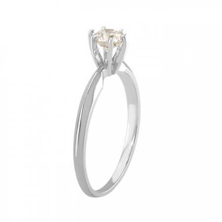Anillo solitario oro blanco de 14K