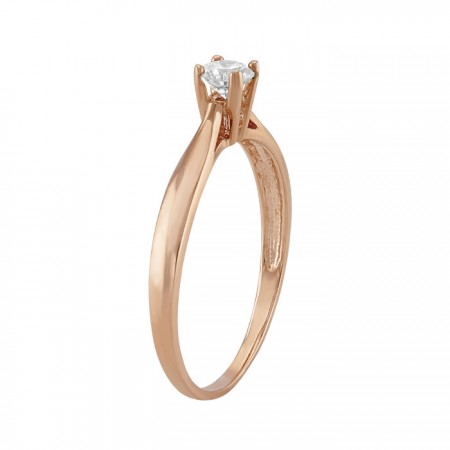 Anillo solitario en oro rosa de 14K