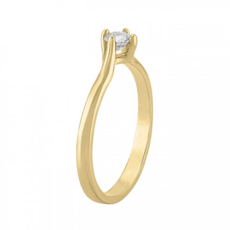 Anillo solitario en oro amarillo de 14k