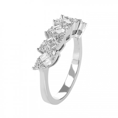 Anillo de lujo en oro blanco de 14K